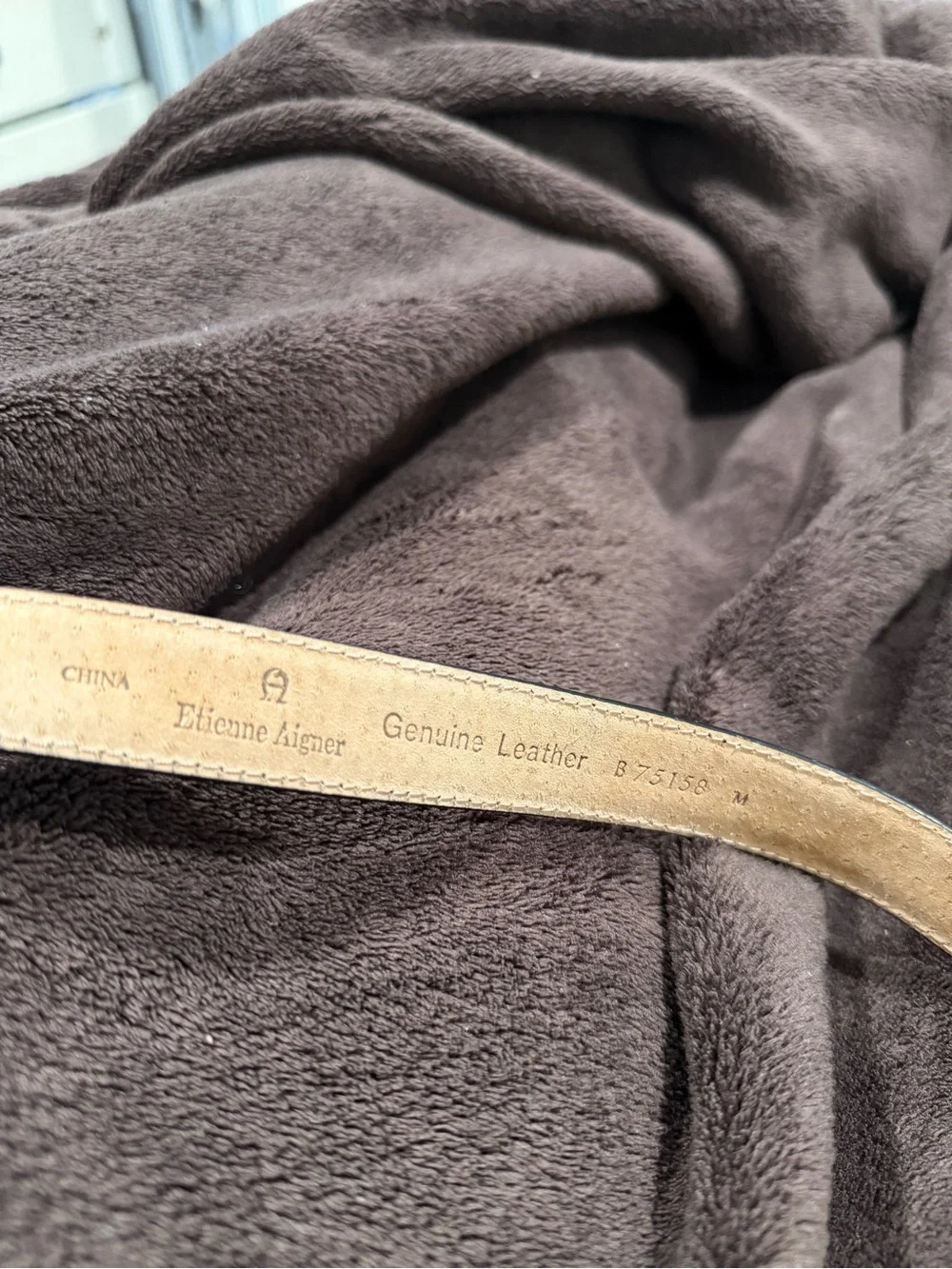 Etienne Aigner Brown Leather Belt with Tan Interior